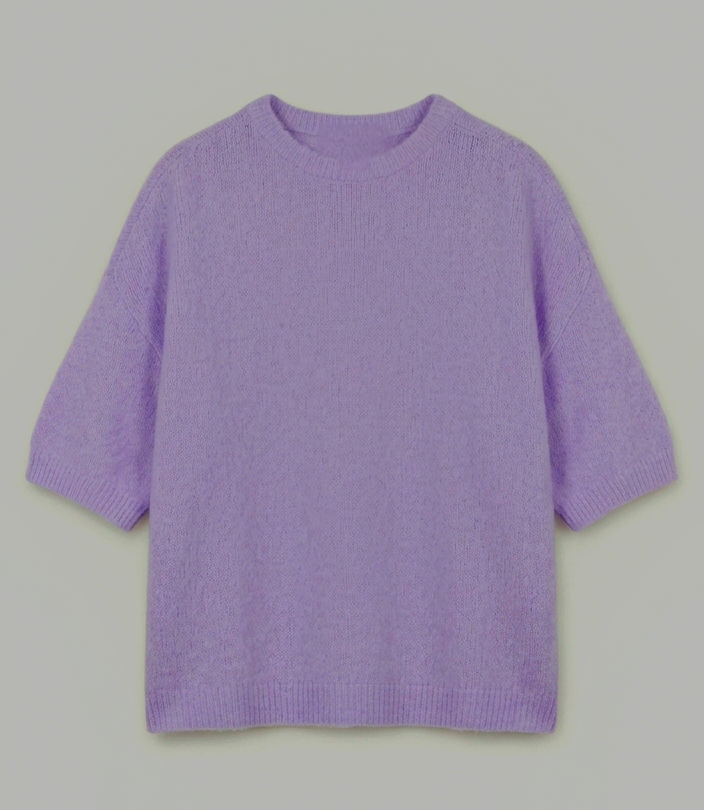 Lilac Short Sleeved Alpaca Blend Knit Sweater