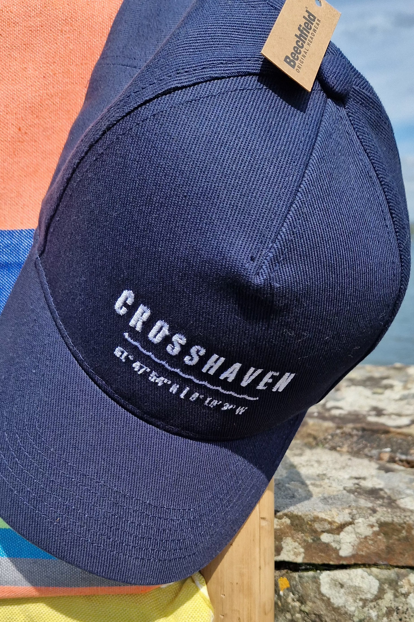 Crosshaven Baseball Hat. One size. Navy. Velcro Adjuster.