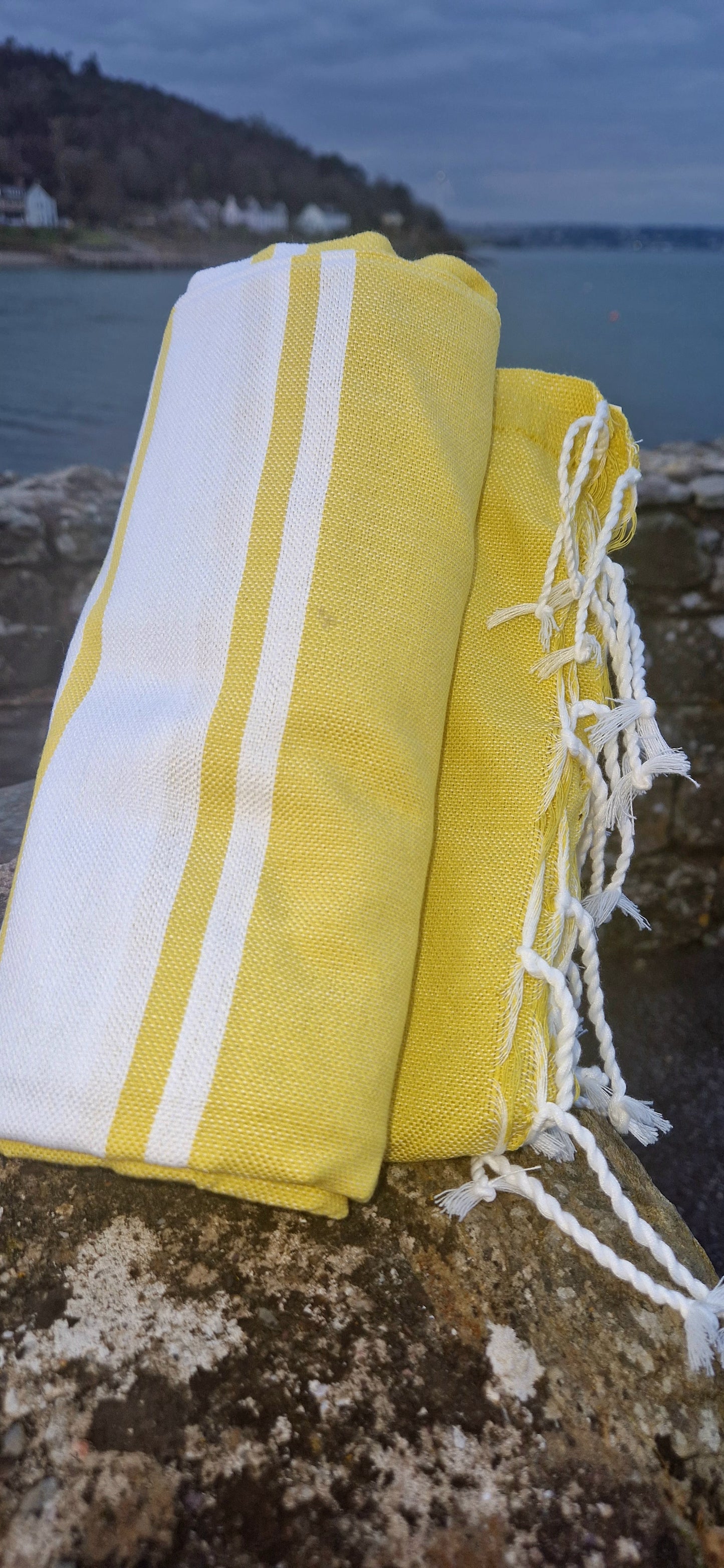 Fouta Towel/Throw in Yellow and White Stripe