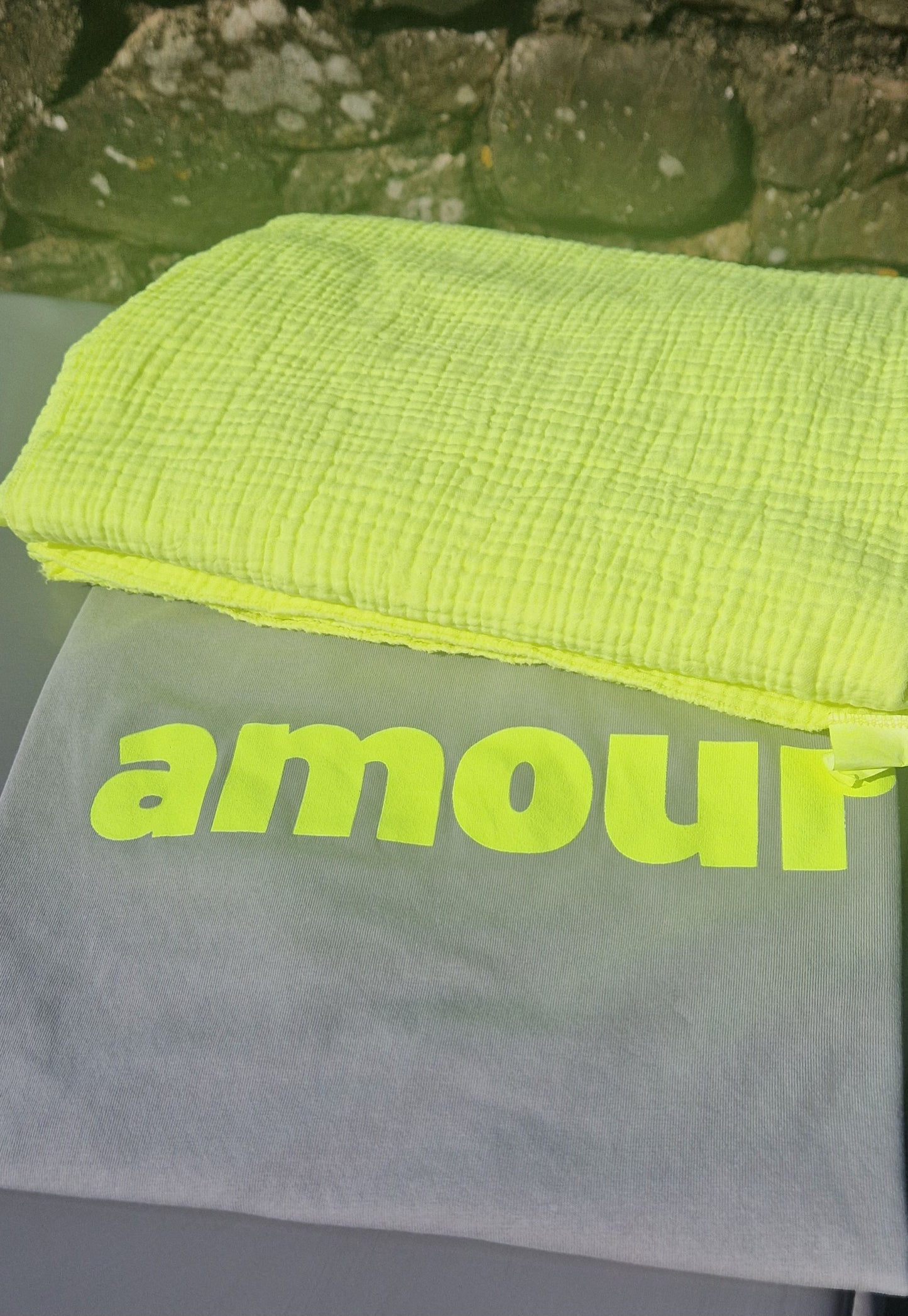 Ladies Print T Shirt in Grey and Neon Yellow