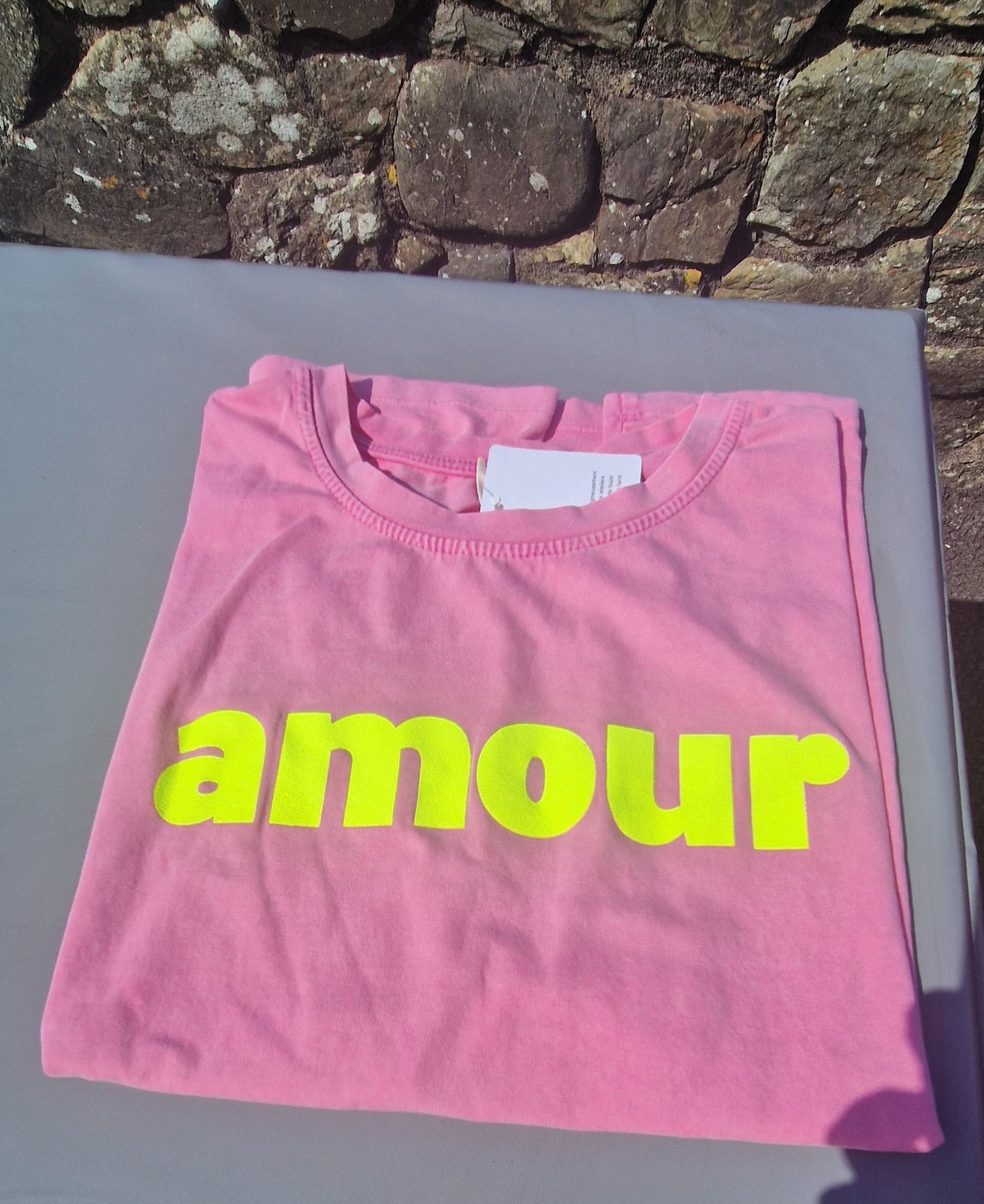Amour T Shirt in Pink & Neon yellow