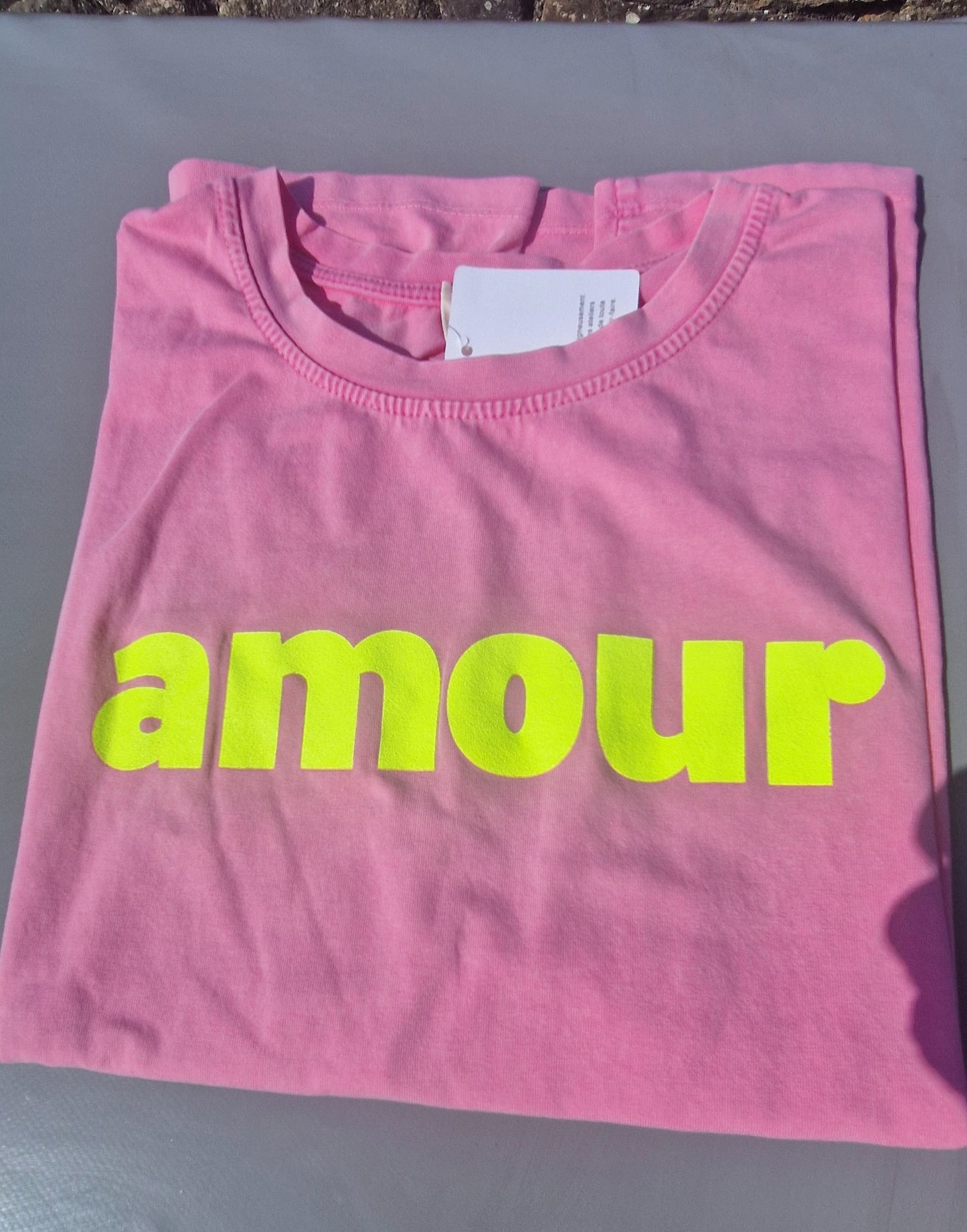 Amour T Shirt in Pink & Neon yellow