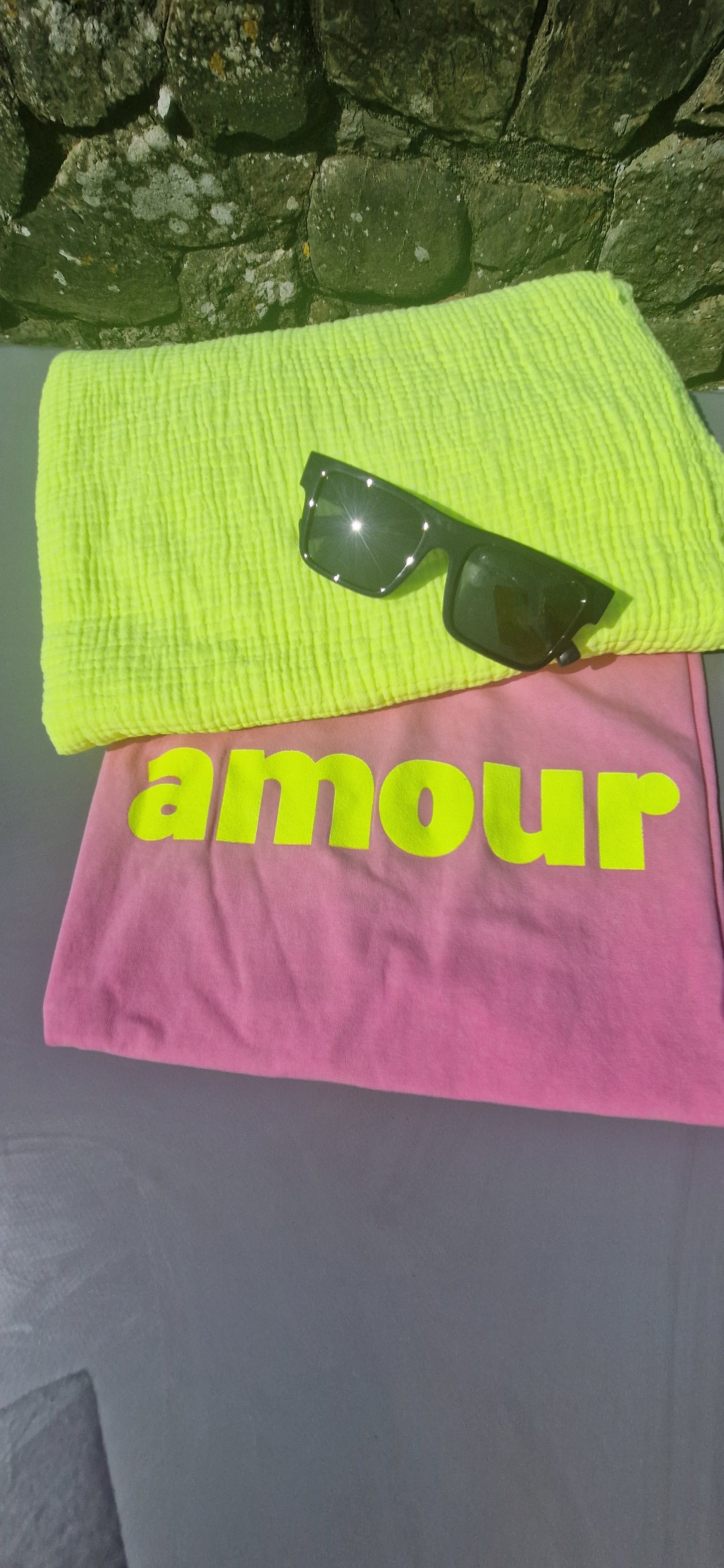Amour T Shirt in Pink & Neon yellow