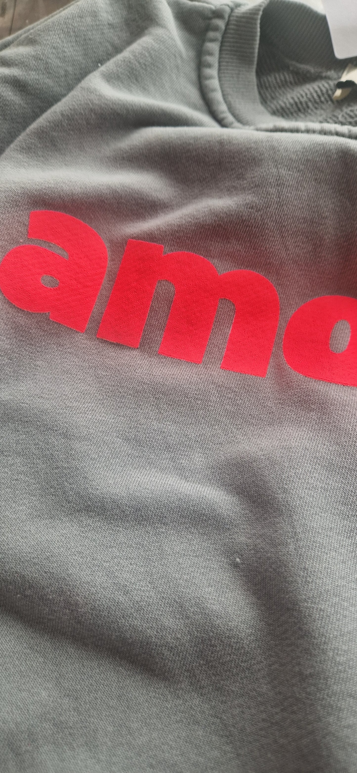 Grey, Ladies Sweatshirt with neon pink print