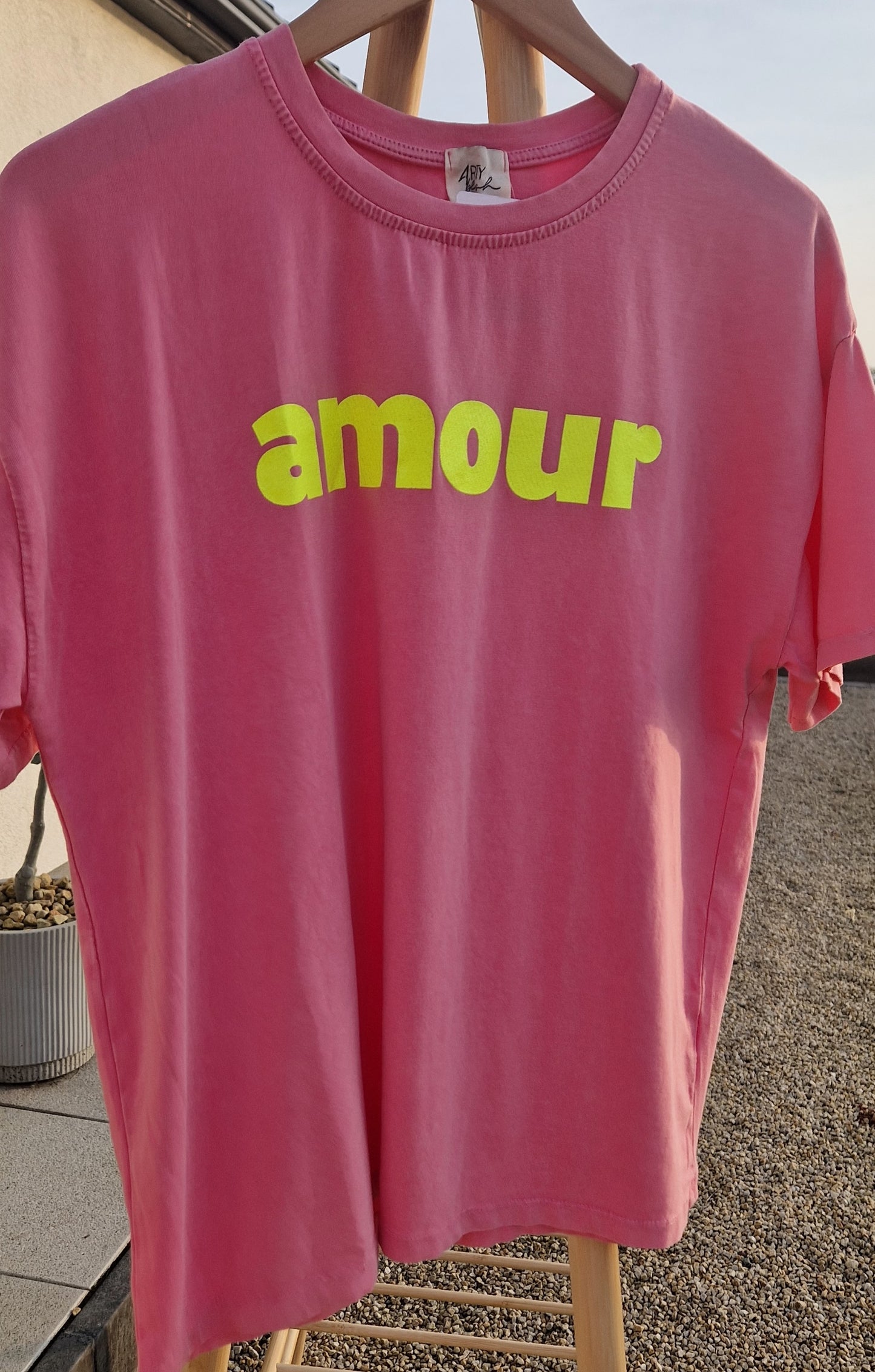 Amour T Shirt in Pink & Neon yellow