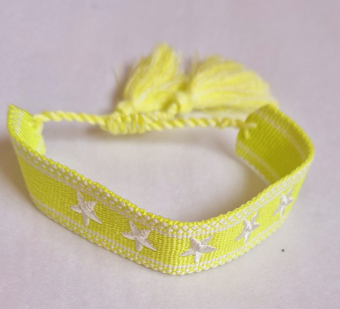 Woven stars neon lime bracelet