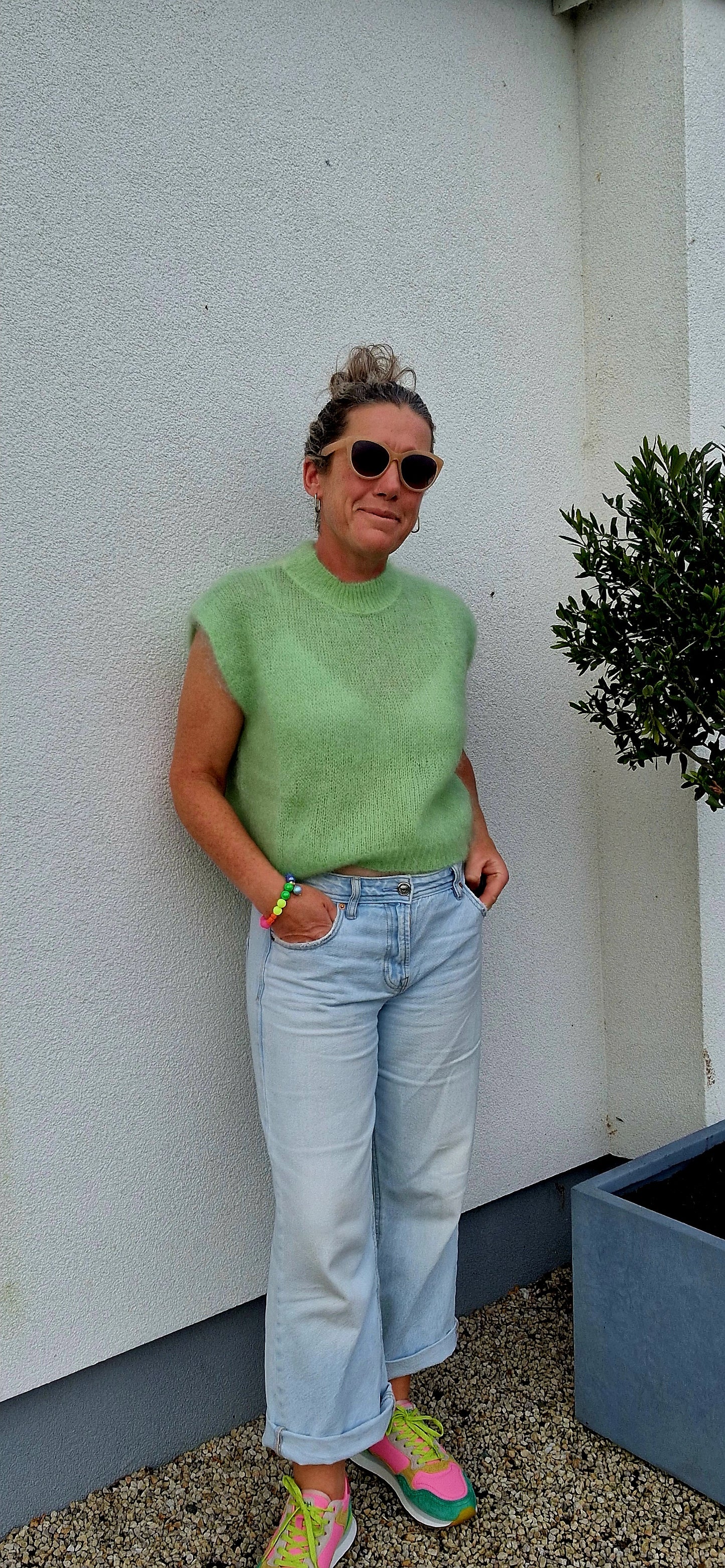 Aquamarine 80% Mohair sleeveless Tank