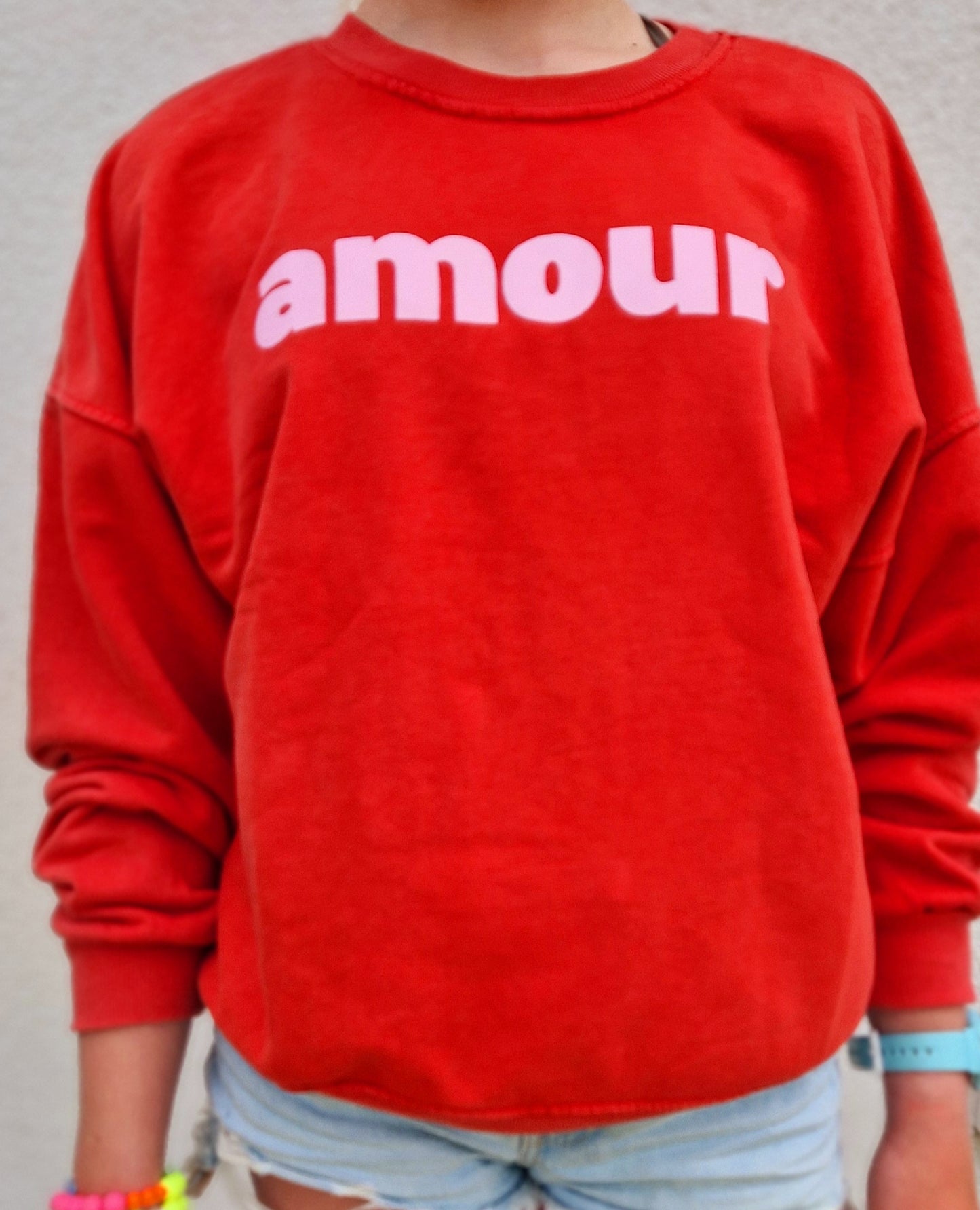 Red and Light pink Amour Sweatshirt.