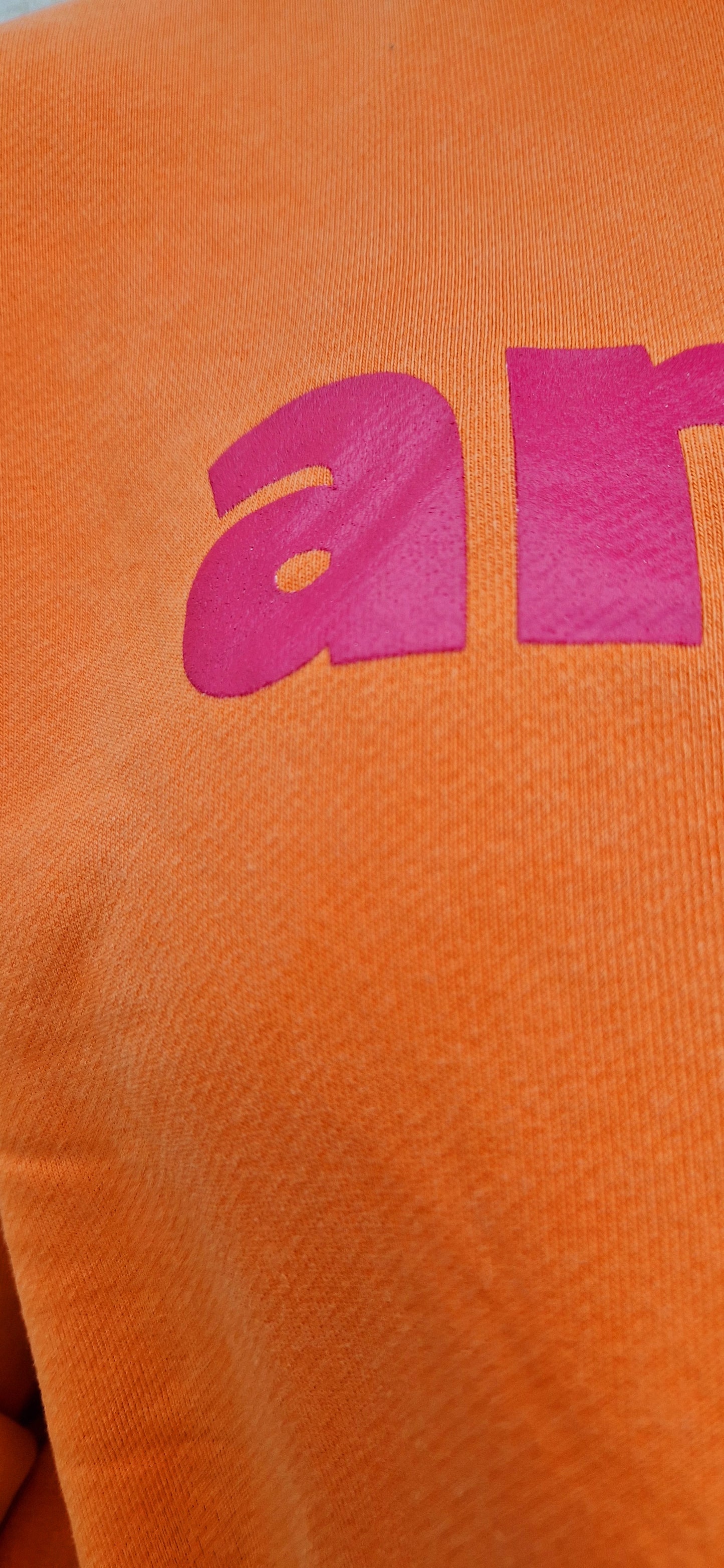 Amour Sweater in Orange and Pink.
