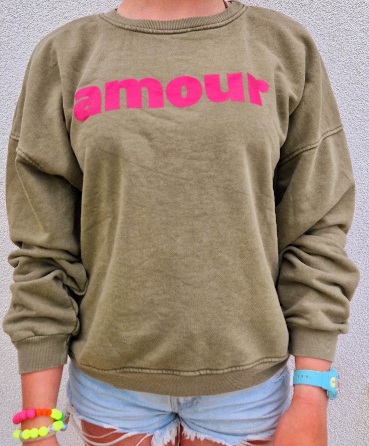 Green and Neon Pink Amour Sweatshirt