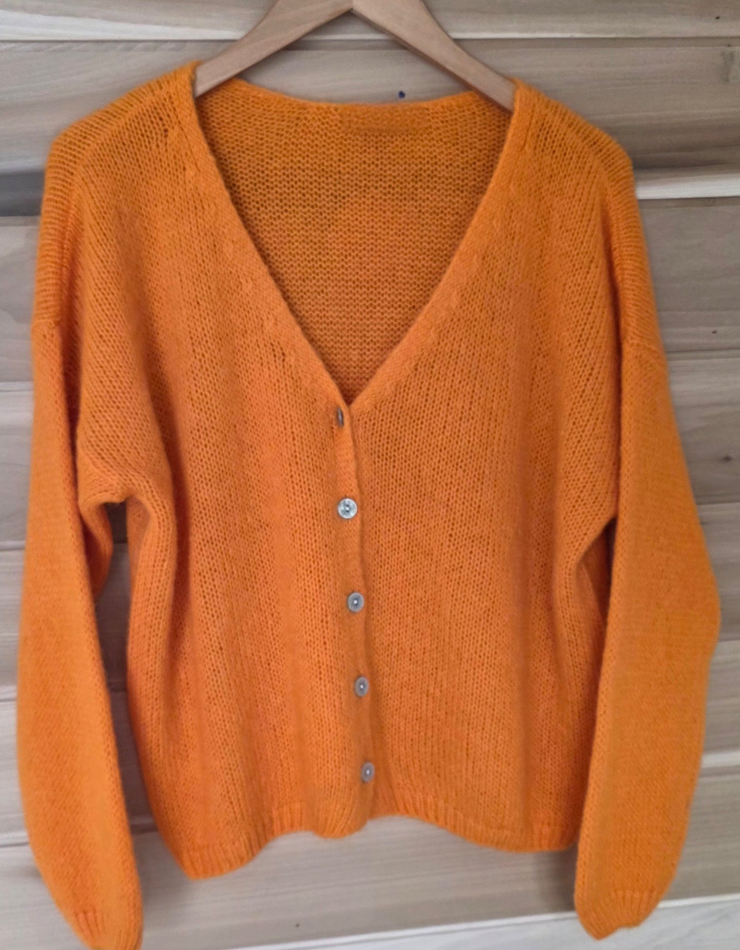 Mandarin Orange Mohair Mix long sleeve cardigan