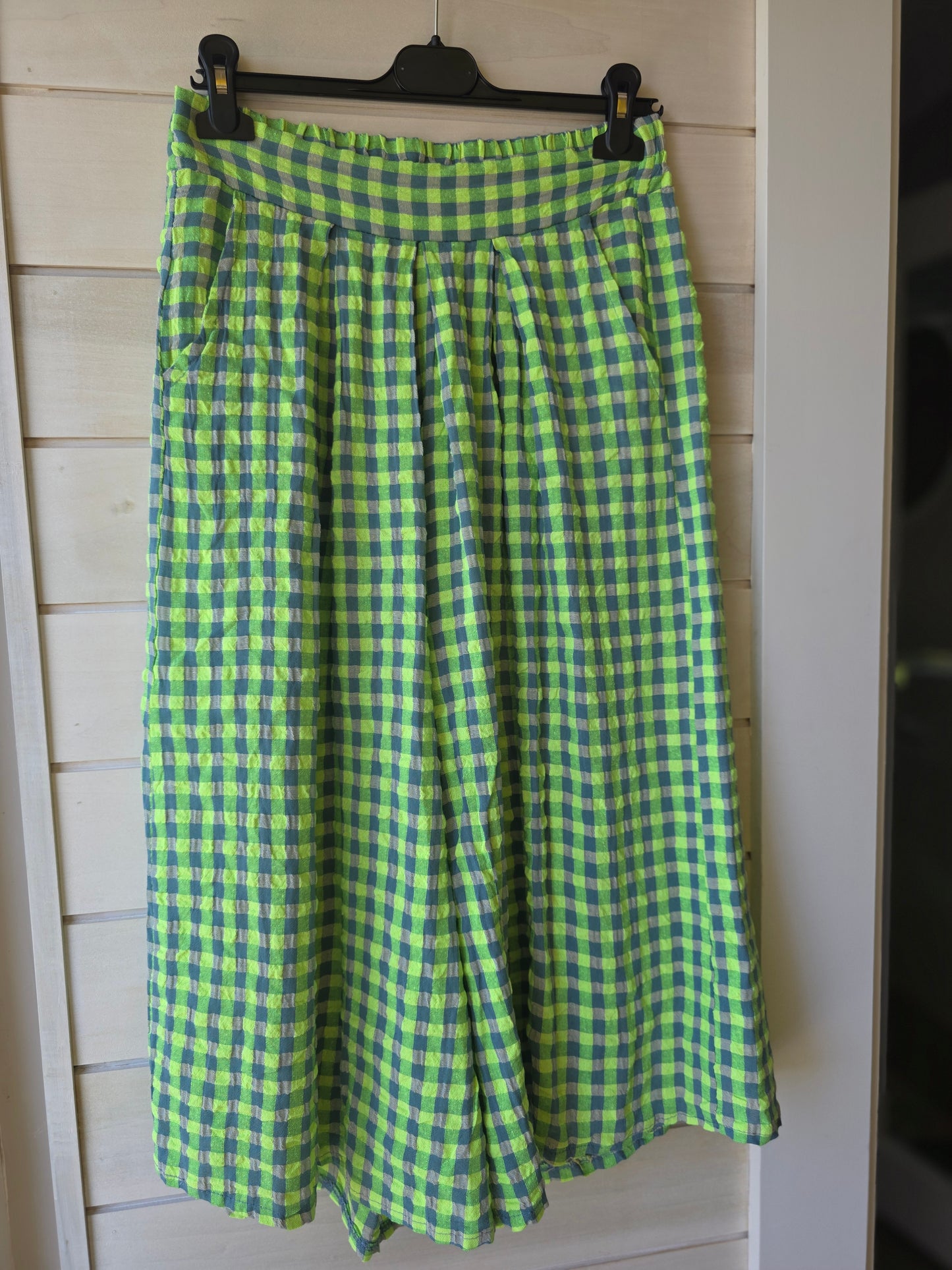 Gingham Seersucker Wide Leg Culottes