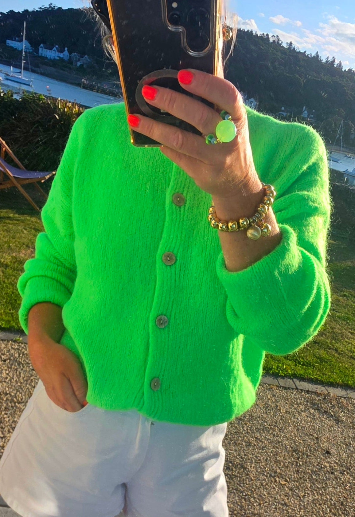 Neon Green Kid Mohair Cardigan