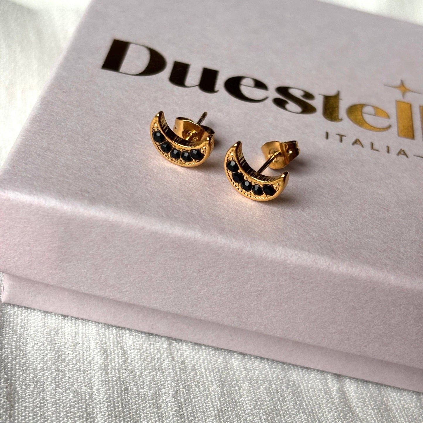 Midnight Moon stud earrings star gold 18K gold-plated