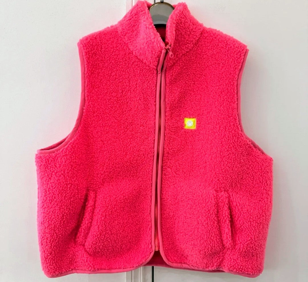 Neon Pink Fleece, zipped gilet