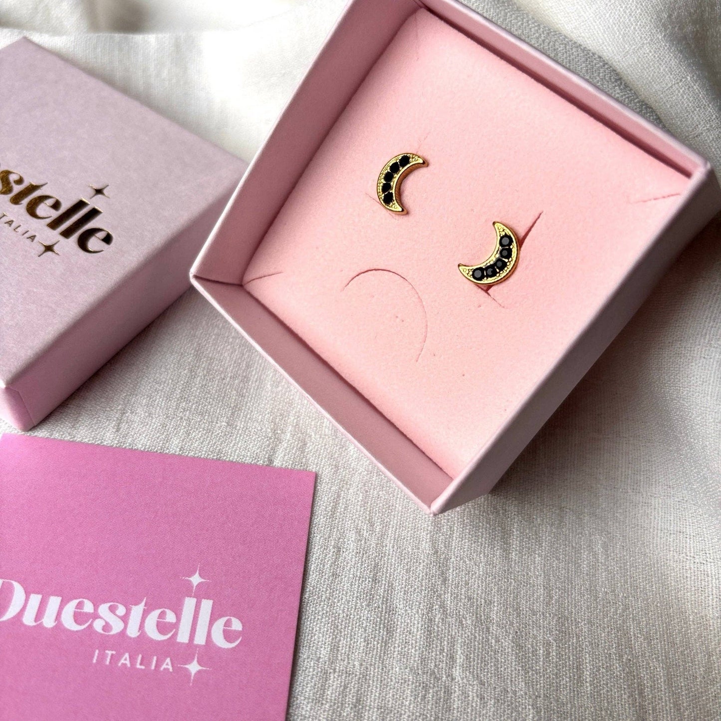 Midnight Moon stud earrings star gold 18K gold-plated