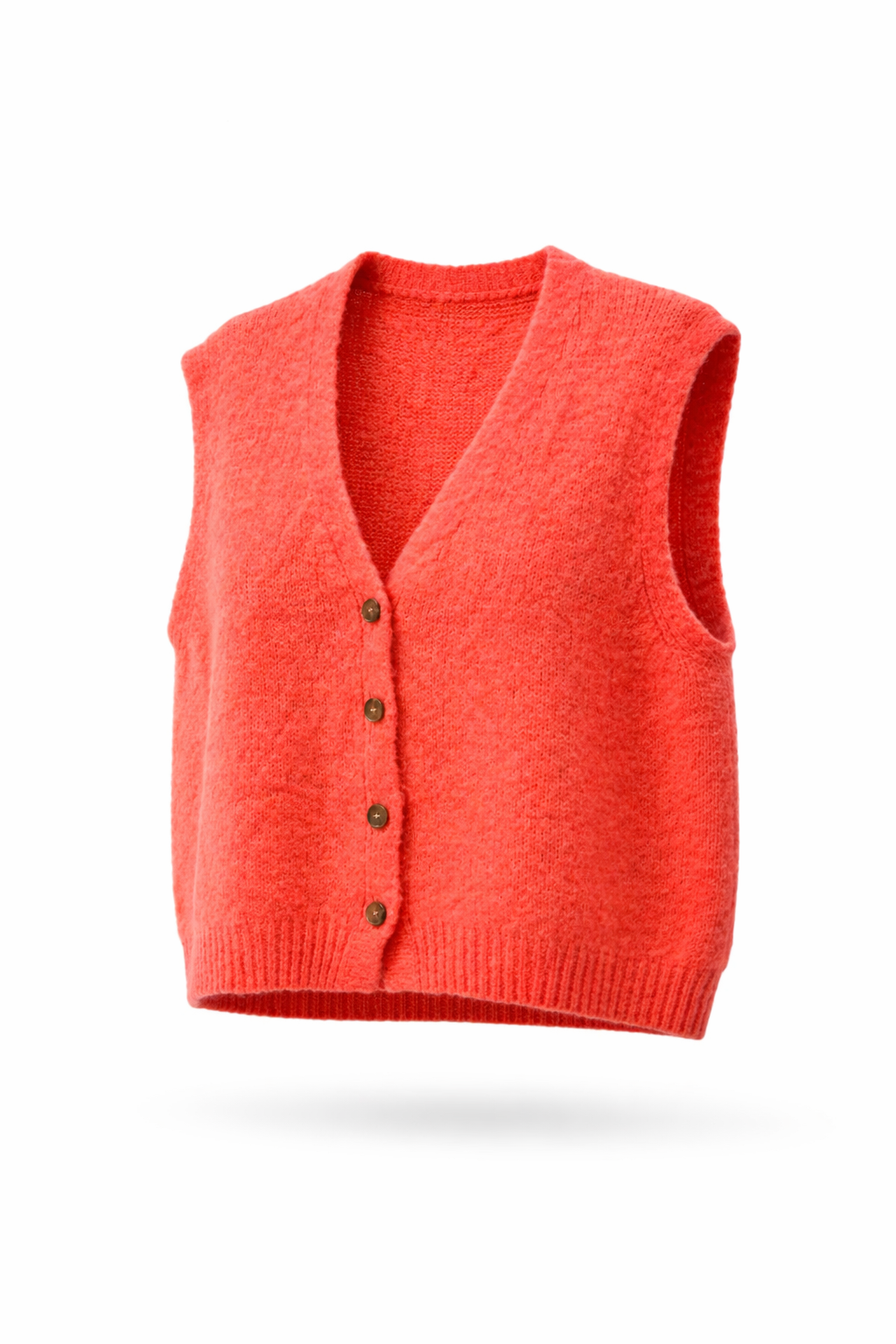 Neon Coral Superkid Mohair & wool Blend. V Neck cardigan