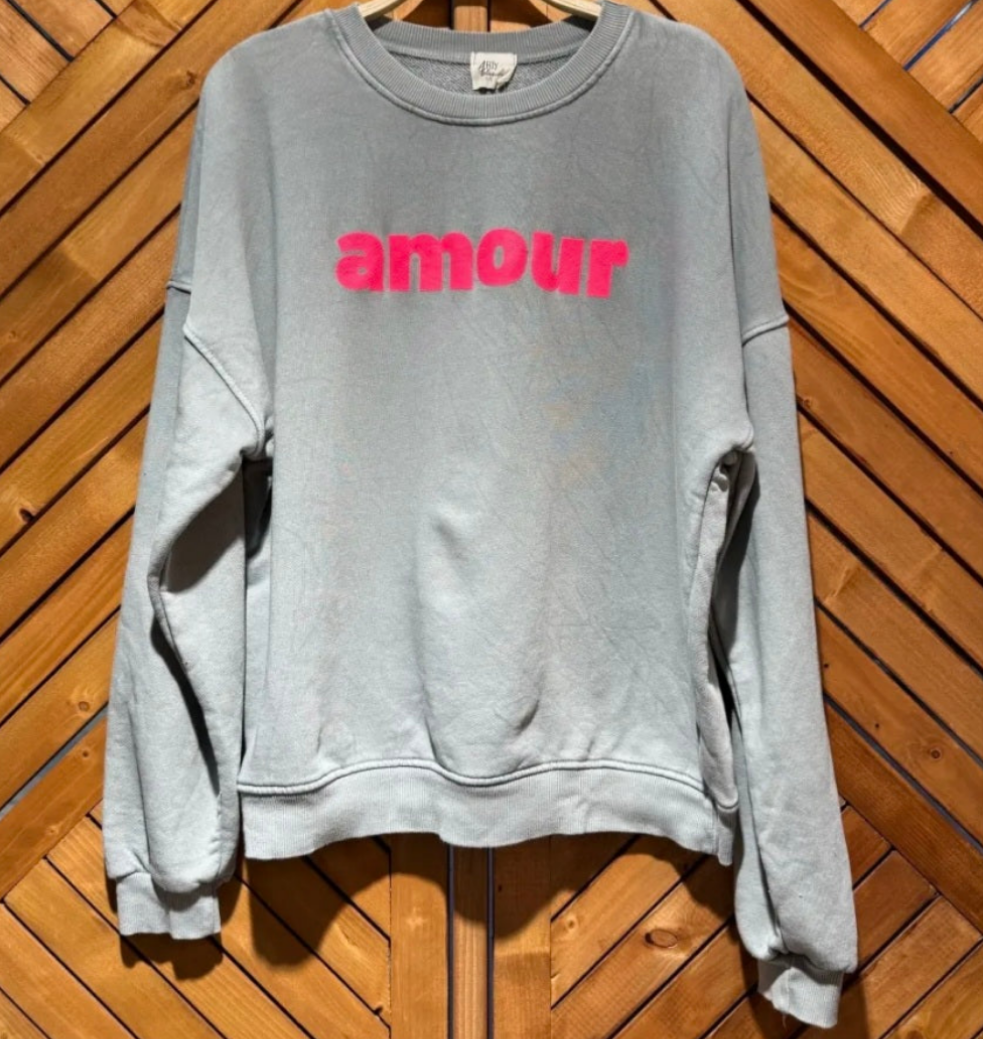 Grey, Ladies Sweatshirt with neon pink print
