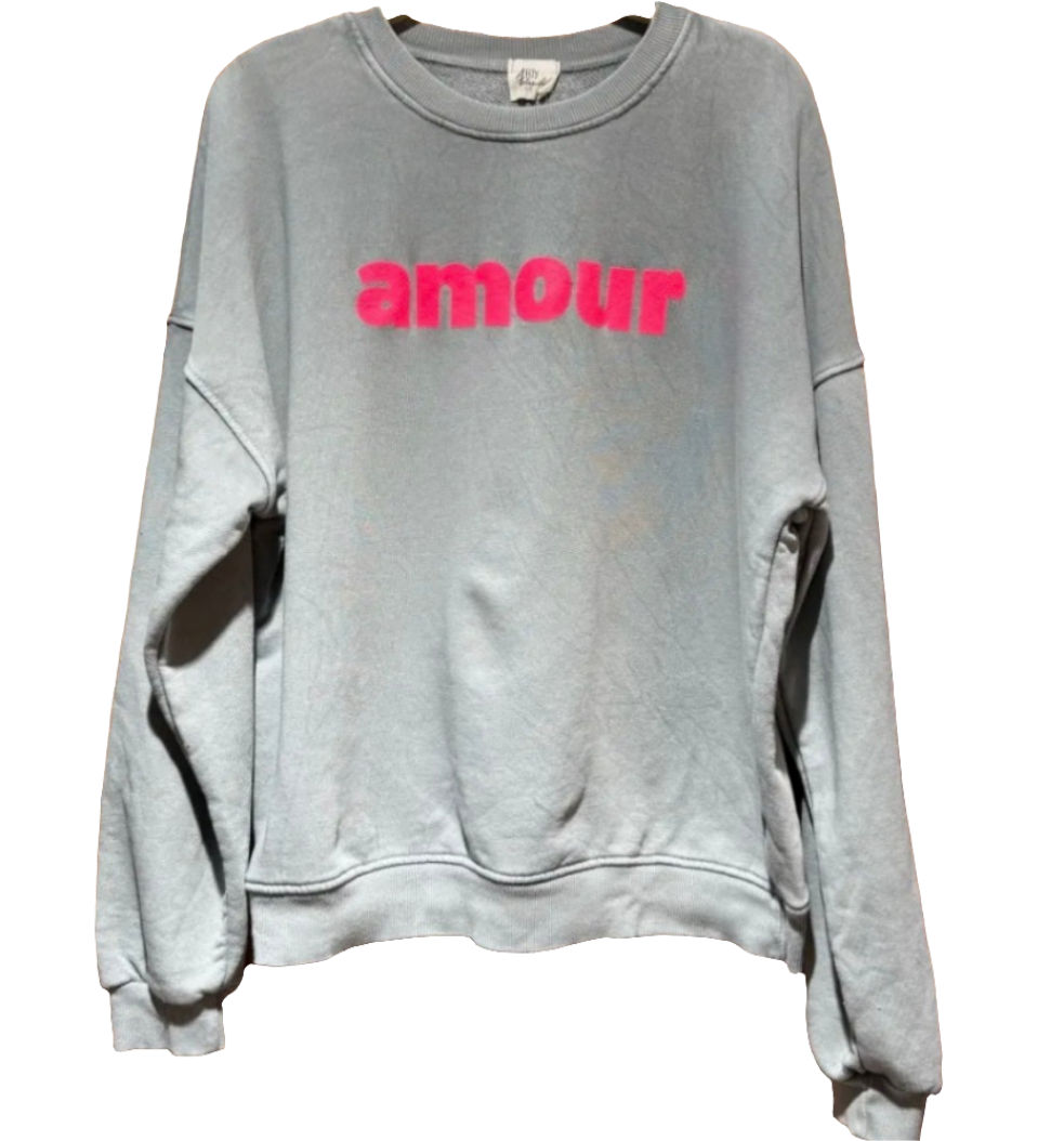 Grey, Ladies Sweatshirt with neon pink print
