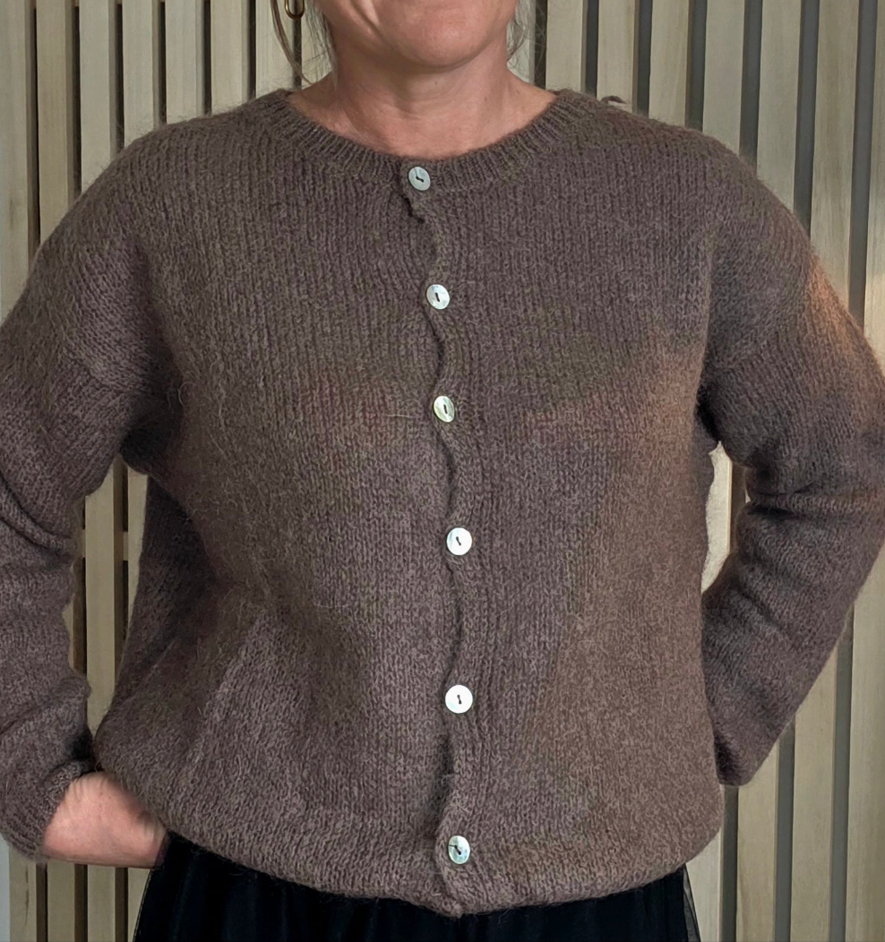 Chocolate Mohair & Wool Mix Long sleeve cardigan
