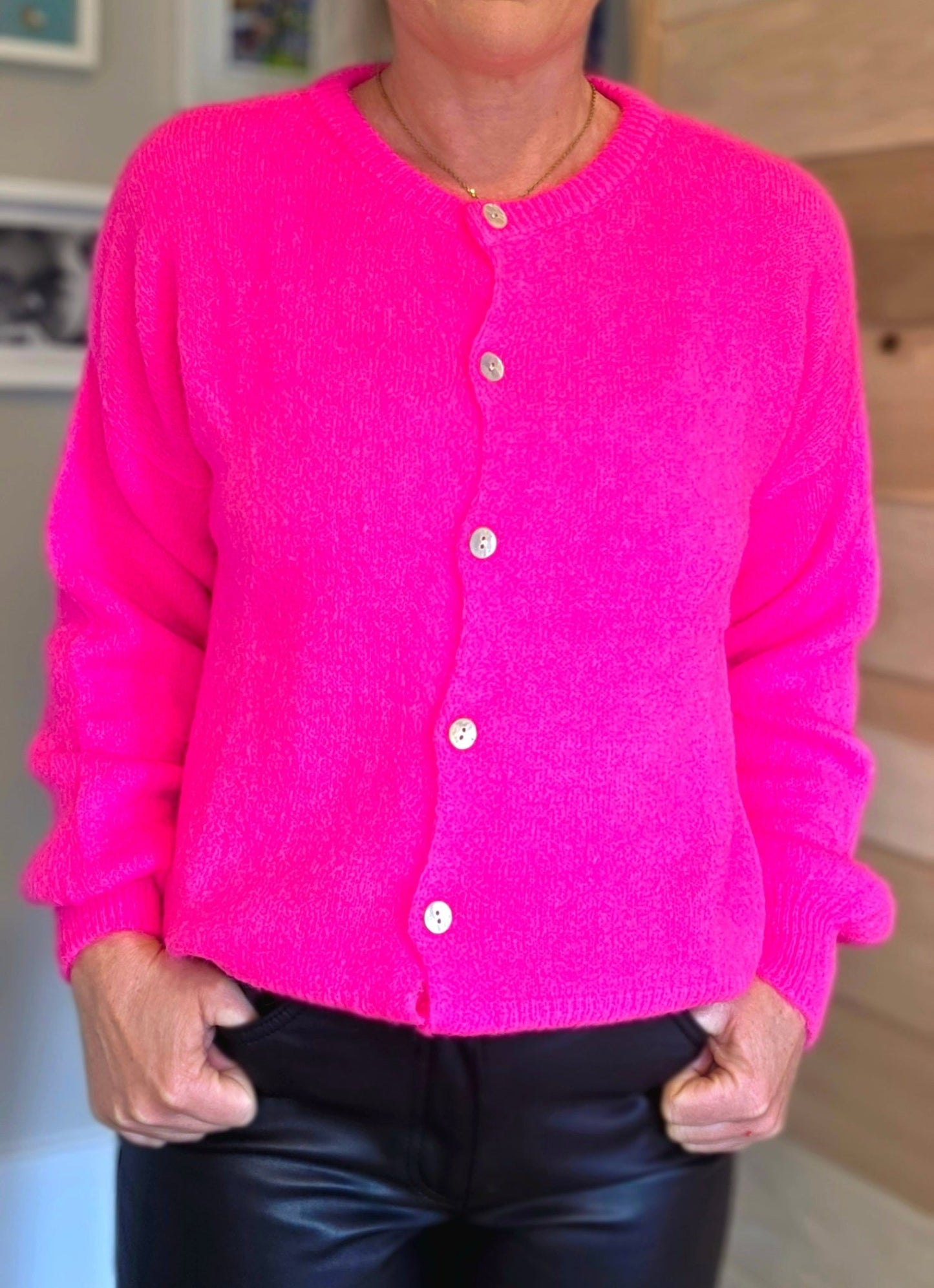 Neon Pink Cardigan. | Superfine Alpaca and Wool Cardigan