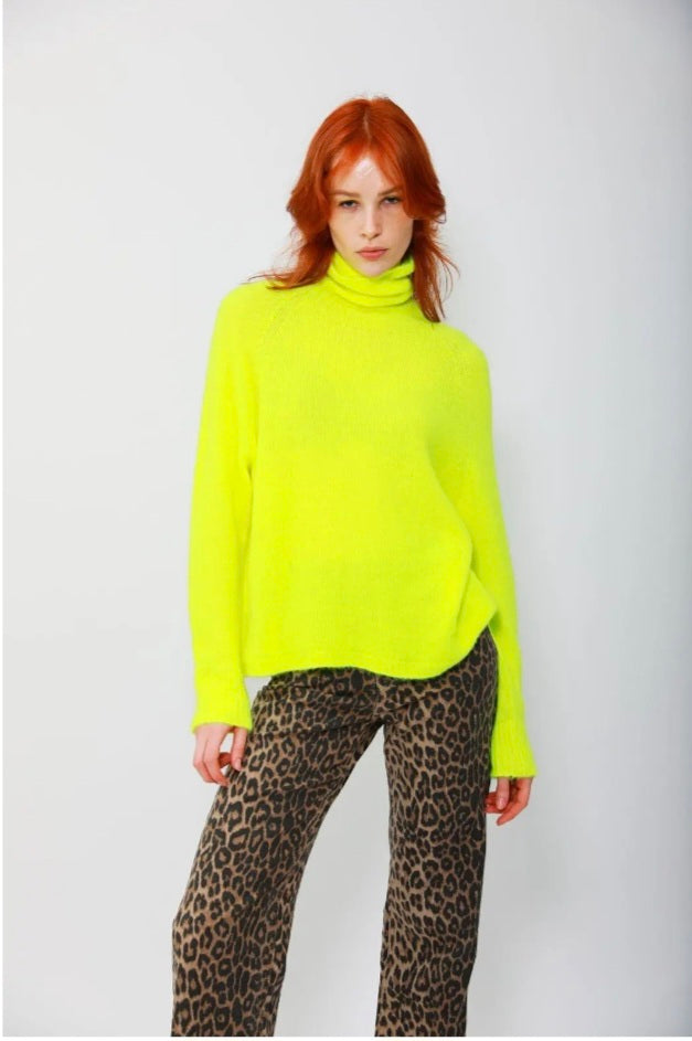 Neon Yellow Polo Neck in Baby Alpaca mix