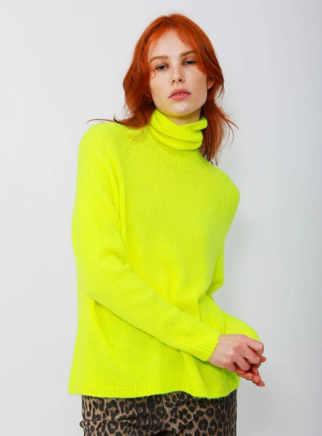 Neon Yellow Polo Neck in Baby Alpaca mix