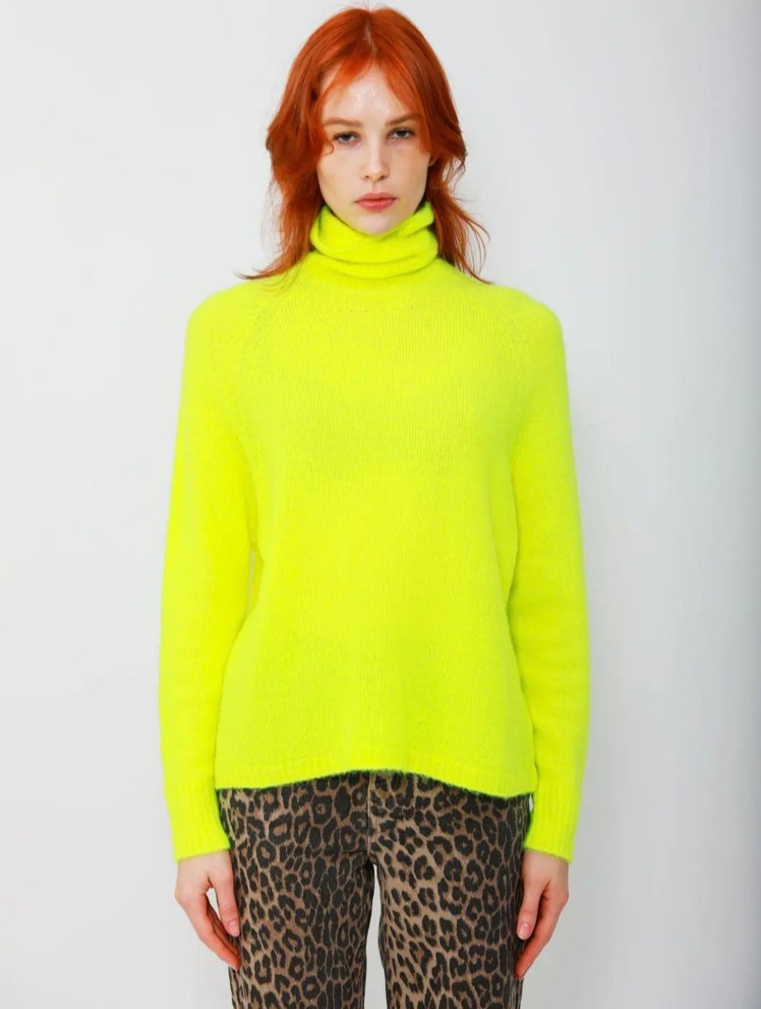 Neon Yellow Polo Neck in Baby Alpaca mix