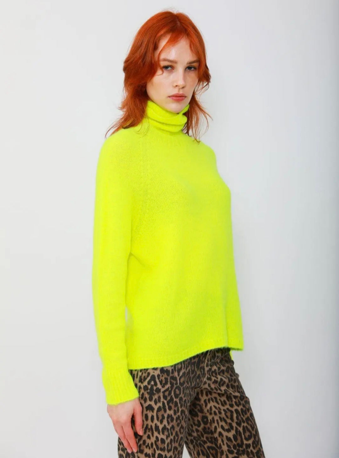 Neon Yellow Polo Neck in Baby Alpaca mix