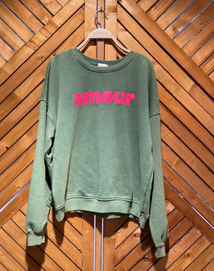 Green and Neon Pink Amour Sweatshirt