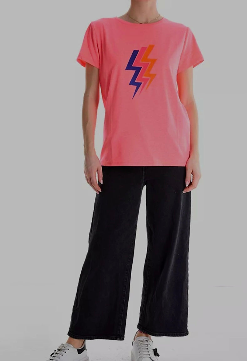 Lightening Bolt T shirt in Coral