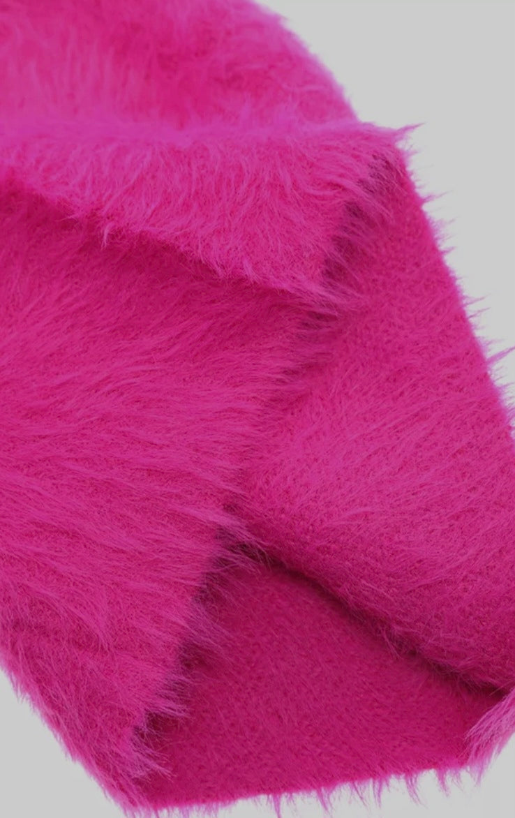 Cerise Pink Fluffy Beanie Hat