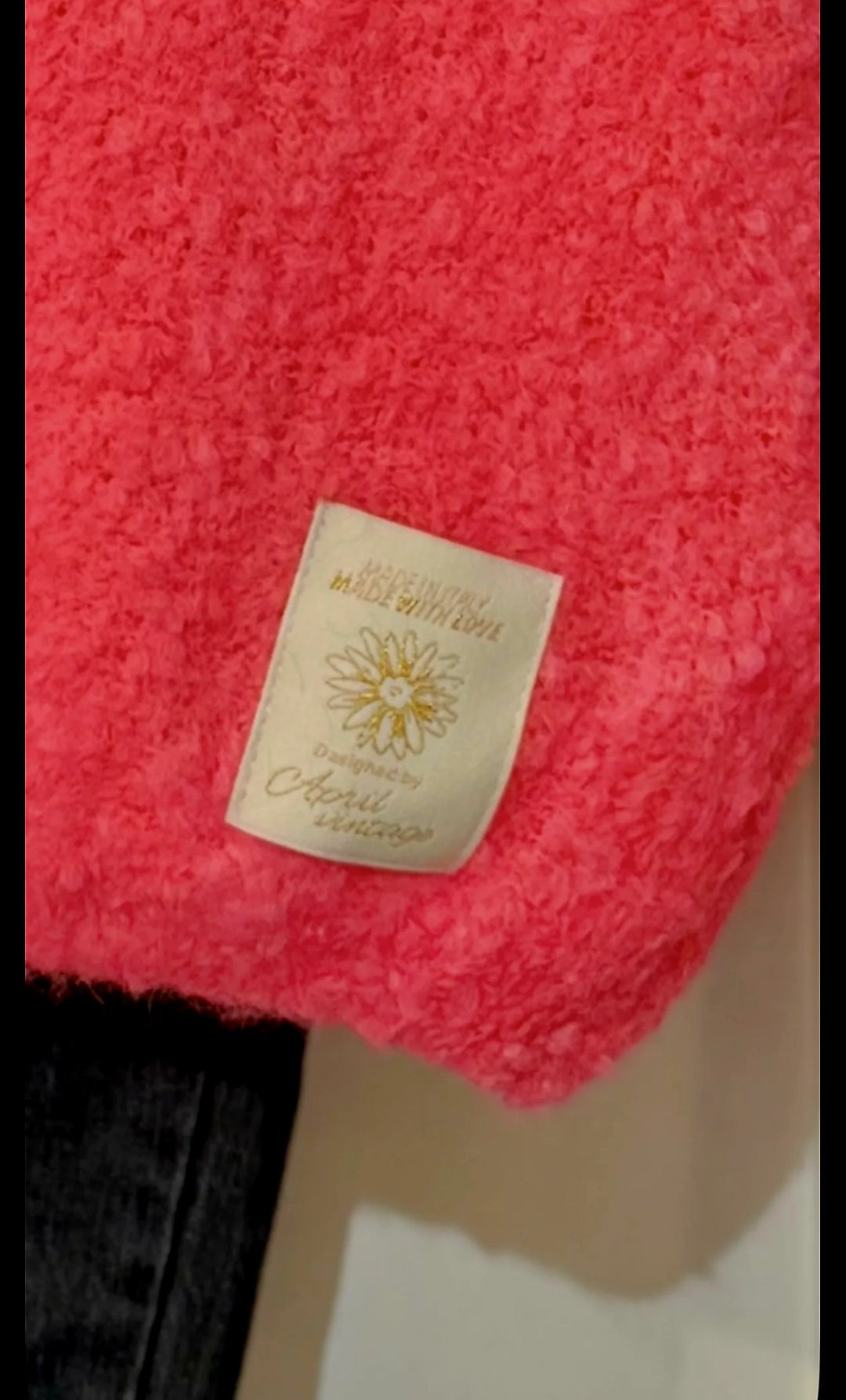 Neon Coral. Kid Mohair & Wool Mix Fluffy jumper
