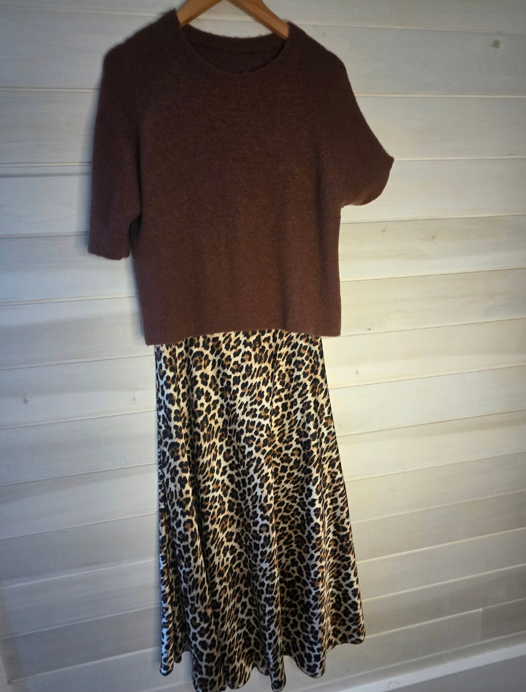 Animal print satin style skirt
