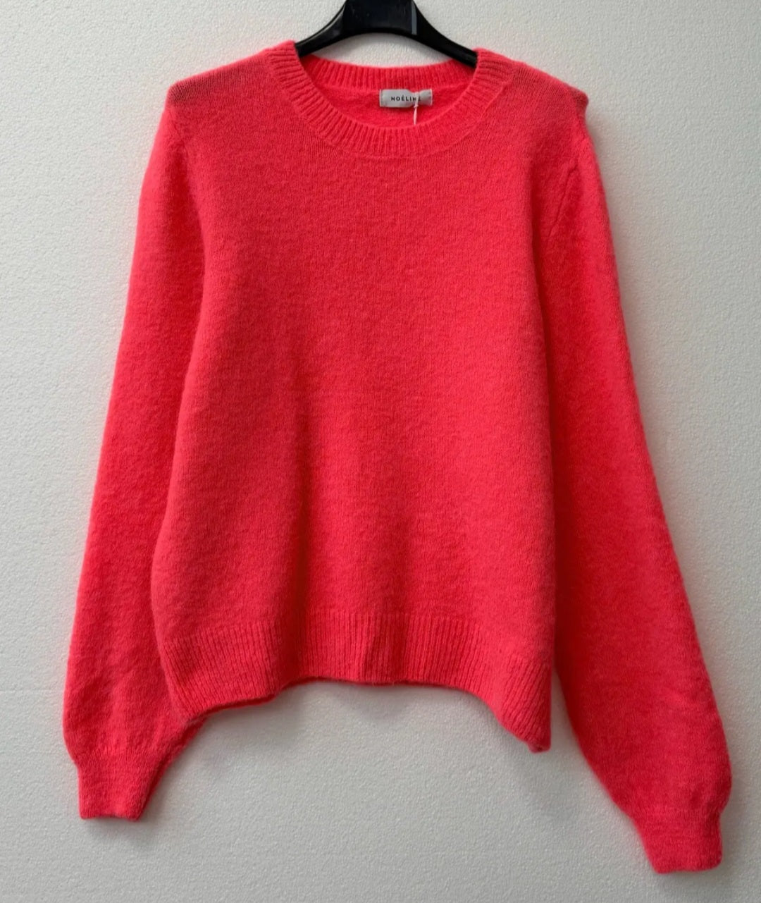 Luxury Knit| Neon Coral Superfine Alpaca & Wool Round Neck Sweater