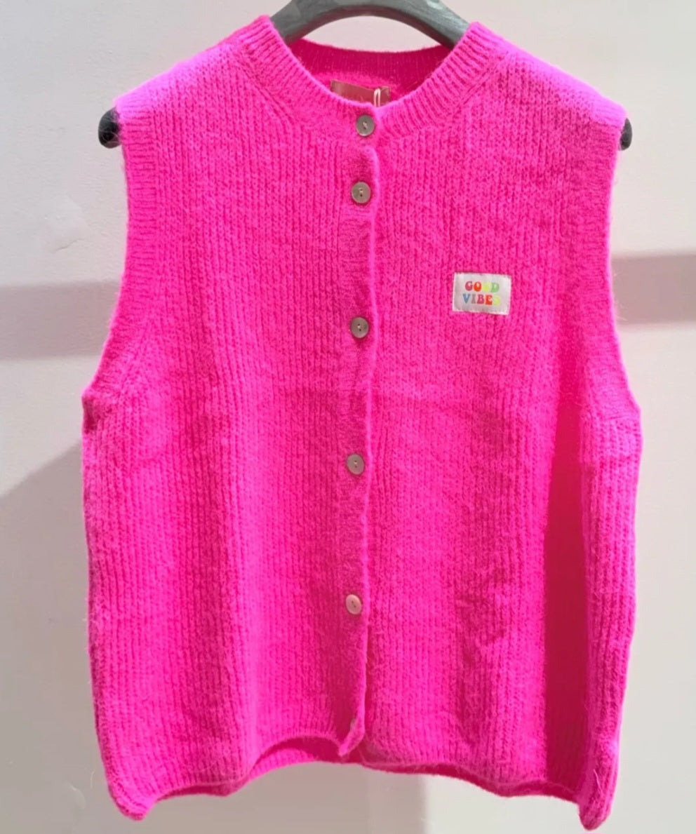 Neon Pink Alpaca & Wool Mix Short Sleeve cardigan