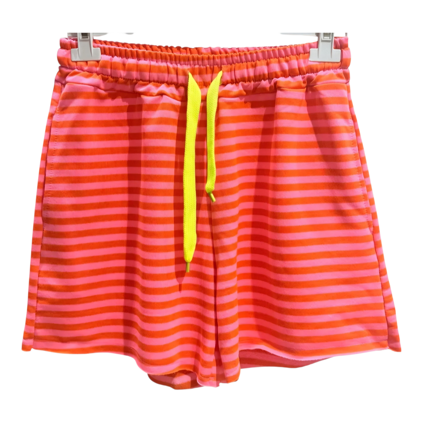 Neon Stripe High-Waist Cotton Lounge Shorts.