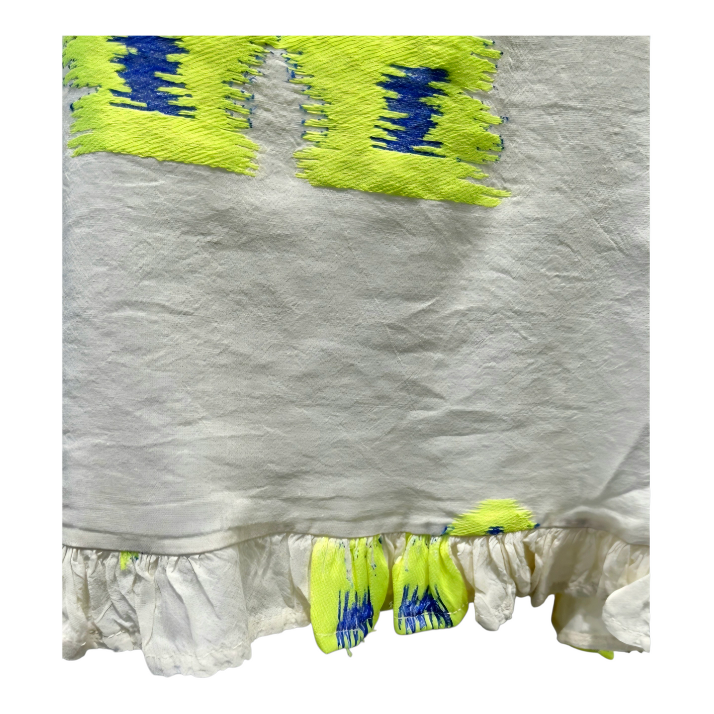 Neon Ikat- Inspired Pure Cotton Ruffle Blouse