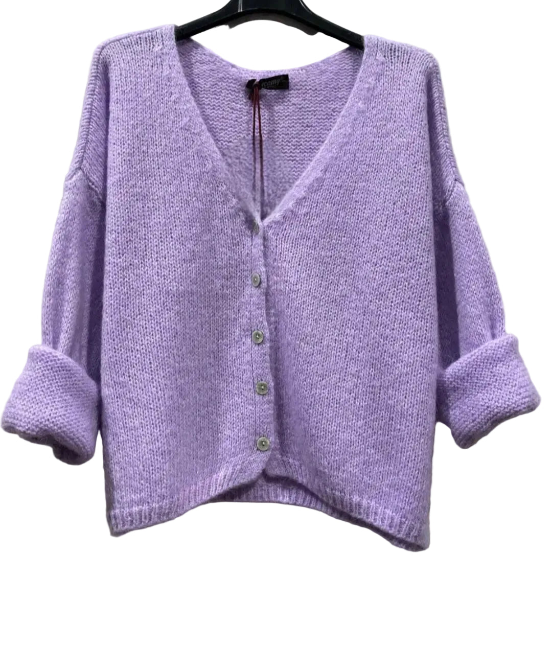 Lilac Mohair Mix Cardigan. V Neck