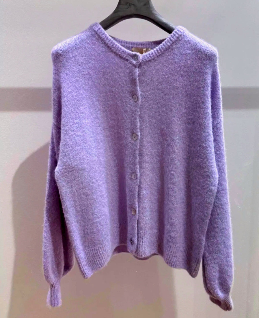 Lavender Alapaca-Blend Button Front Cardigan