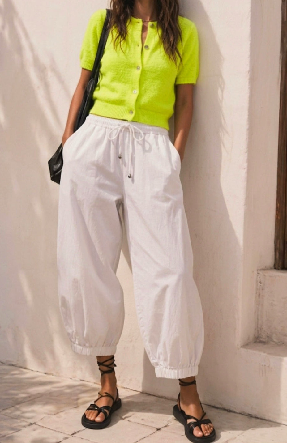 Lightweight 100% Cotton Poplin Balloon Cuffed Pants