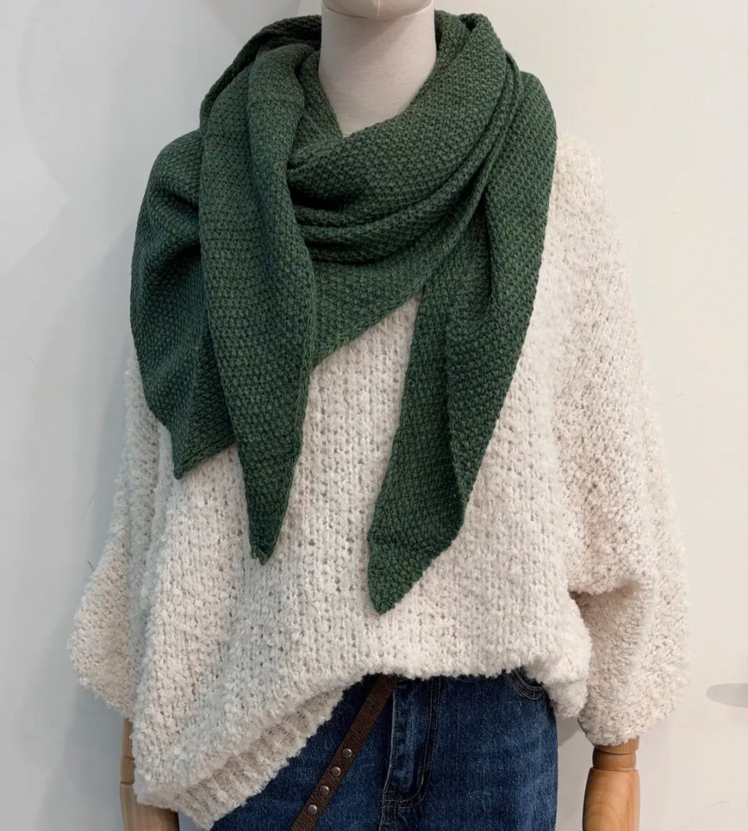 Pitstachio Green Triangle Scarf in Wool & Alpaca Blend