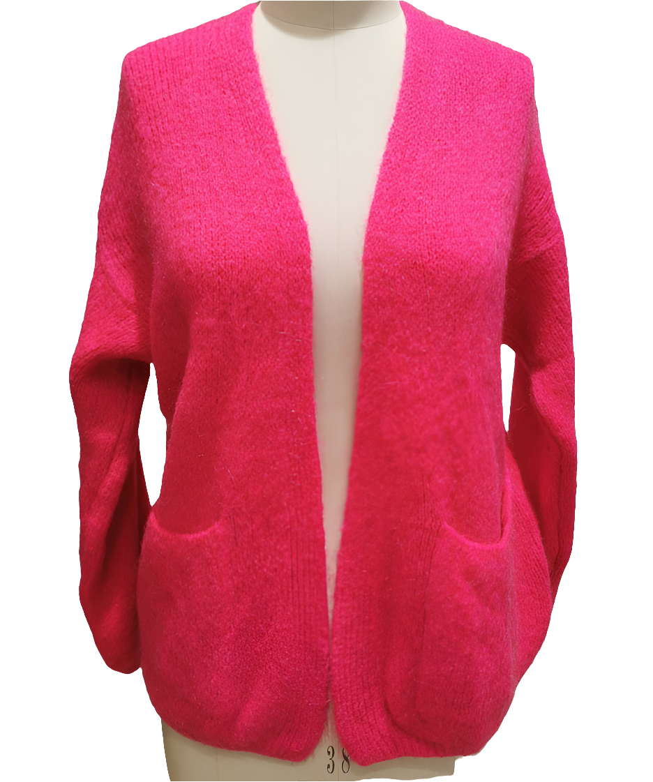 Bright Pink Open Mohair mix Cardigan