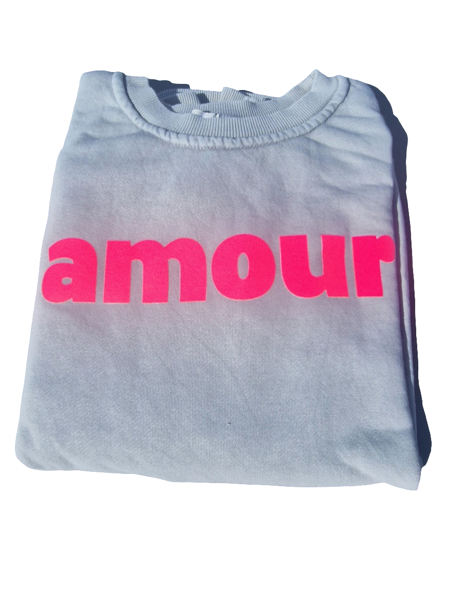 Grey, Ladies Sweatshirt with neon pink print