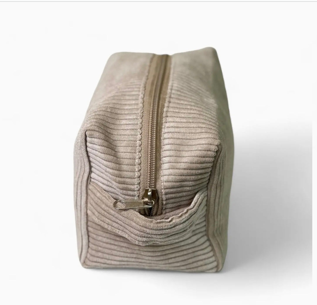 Toffee Colour Medium Toiletry Bag from De La Mur. Corduroy