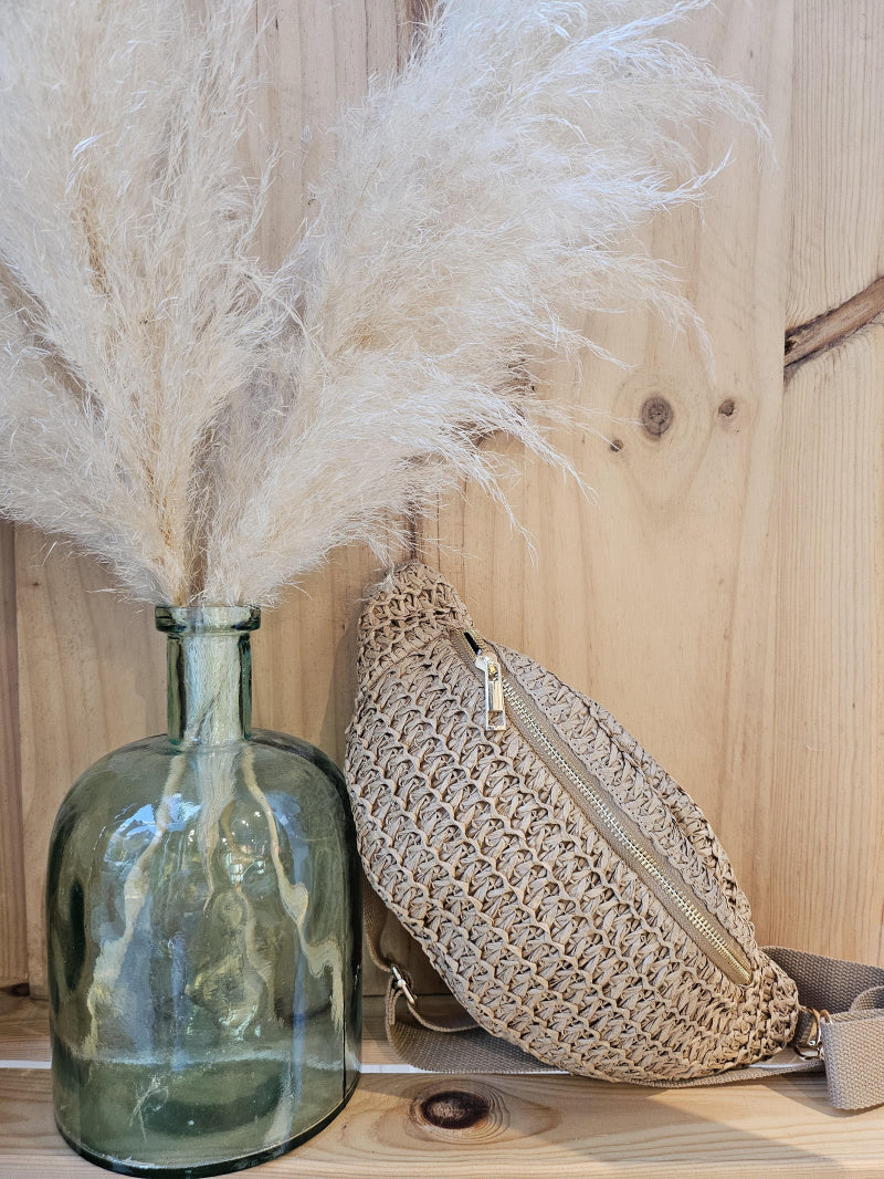 Raffia belt bag