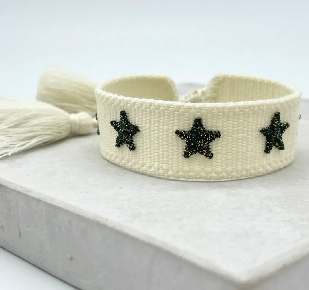 Stars. Woven statement bracelet. Glitter Stars - Cockleshell Crosshaven