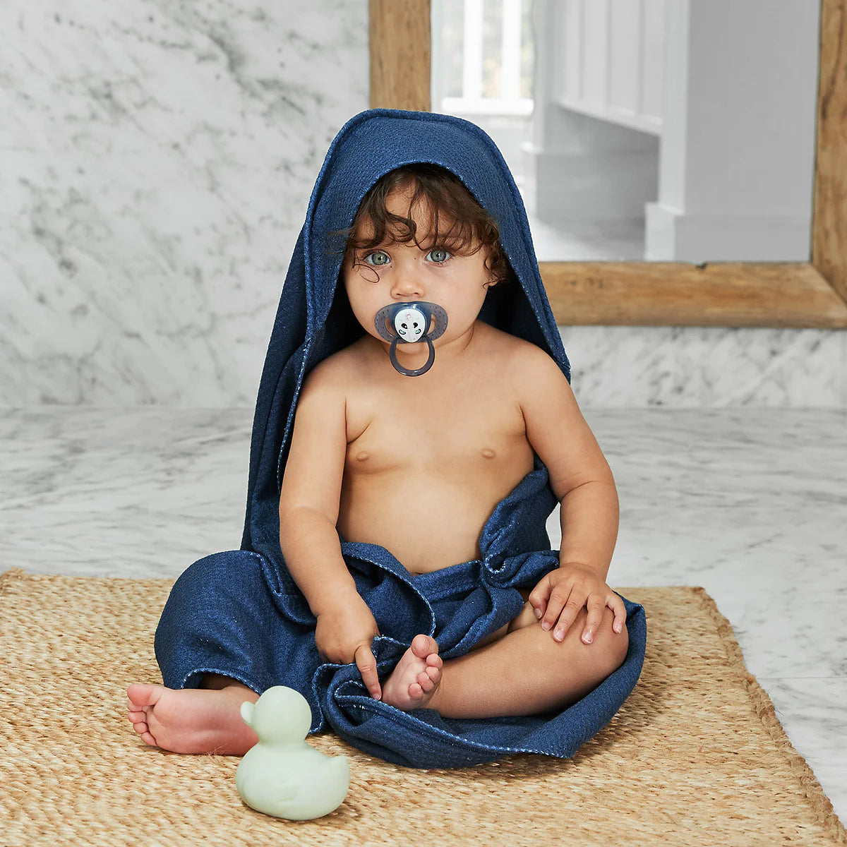Dock and Bay Baby Toddler Hooded Towel. Midnight Blue. Carbon Neutral Cockleshell Crosshaven