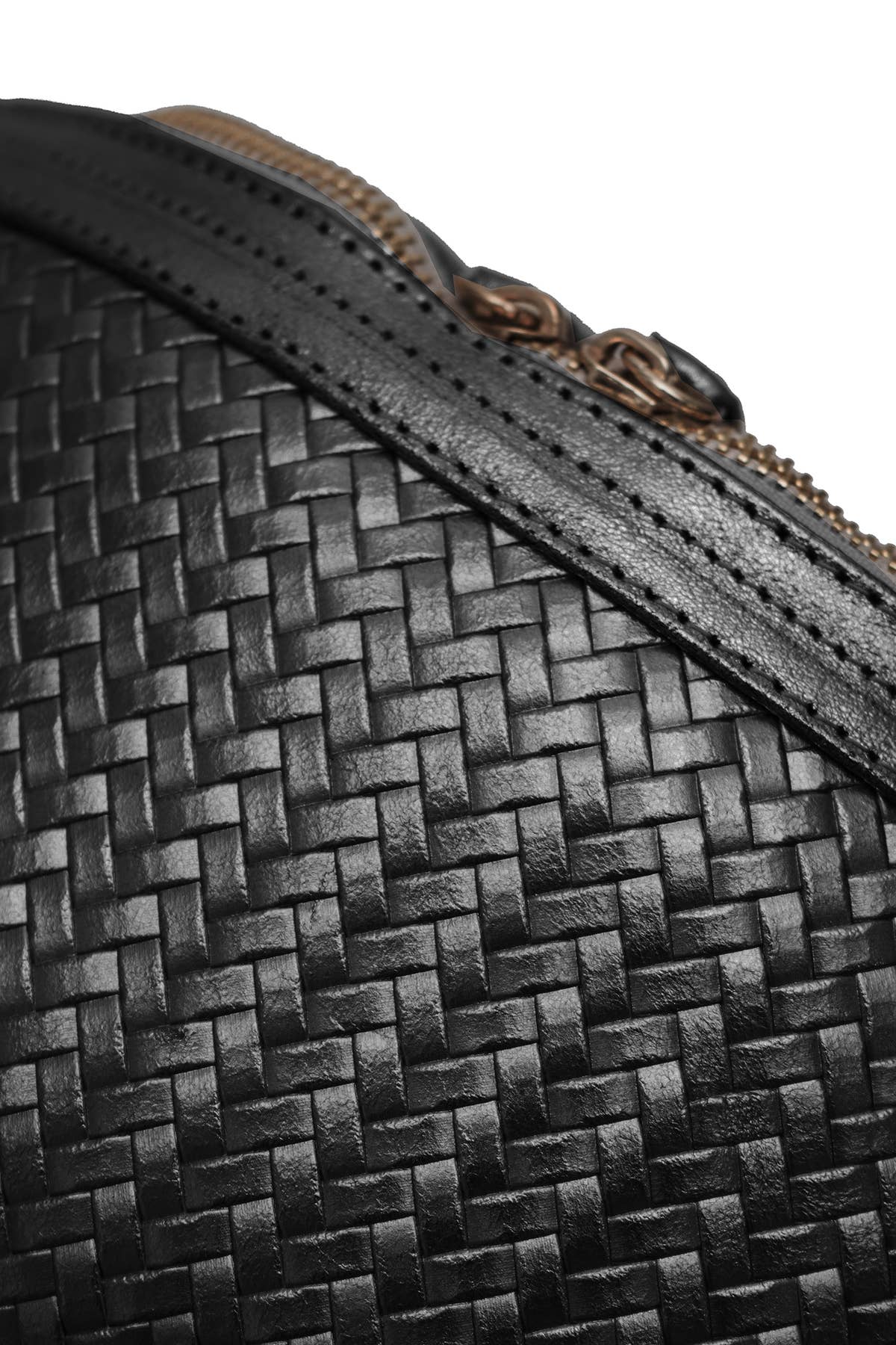 Braided Leather Crossbody Bag. Black