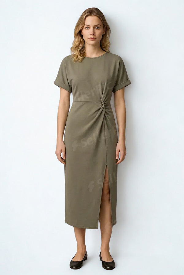 Sweatshirt dress in Khaki. Pure cotton
